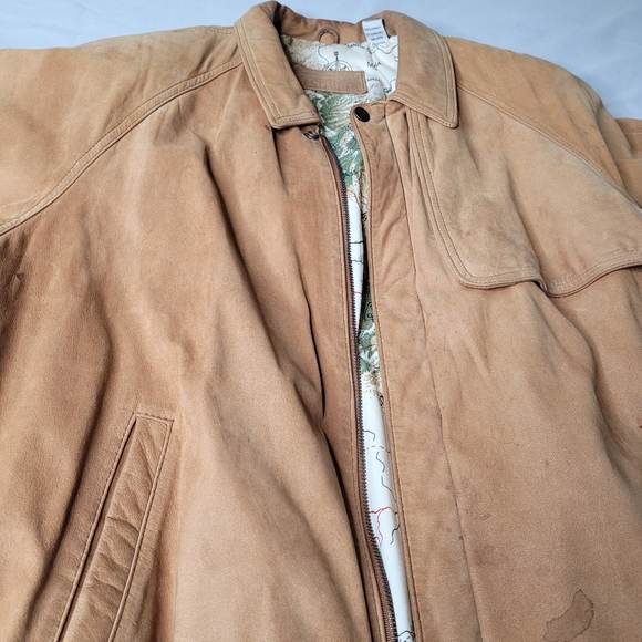 Marlboro Brown Leather Bomber Jacket Size Medium - Picture 5 of 8